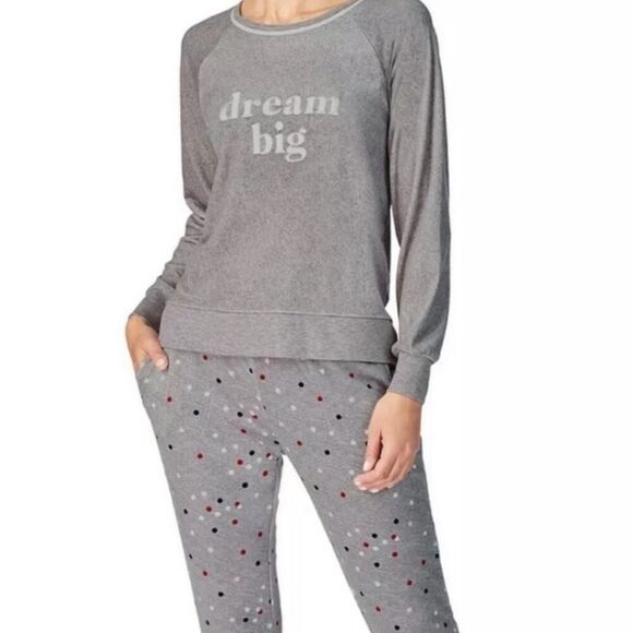 KATE SPADE Dream Big Gray Pajama Top Pullover  Fleece Embroidered Size Medium - Picture 2 of 7